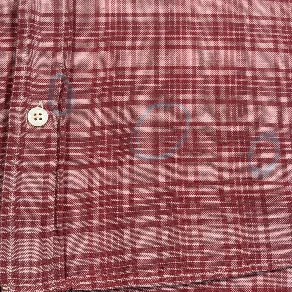 Billy Red Men’s Medium Slim Red Plaid Short Sleeve Button Down, light weight - Picture 7 of 11